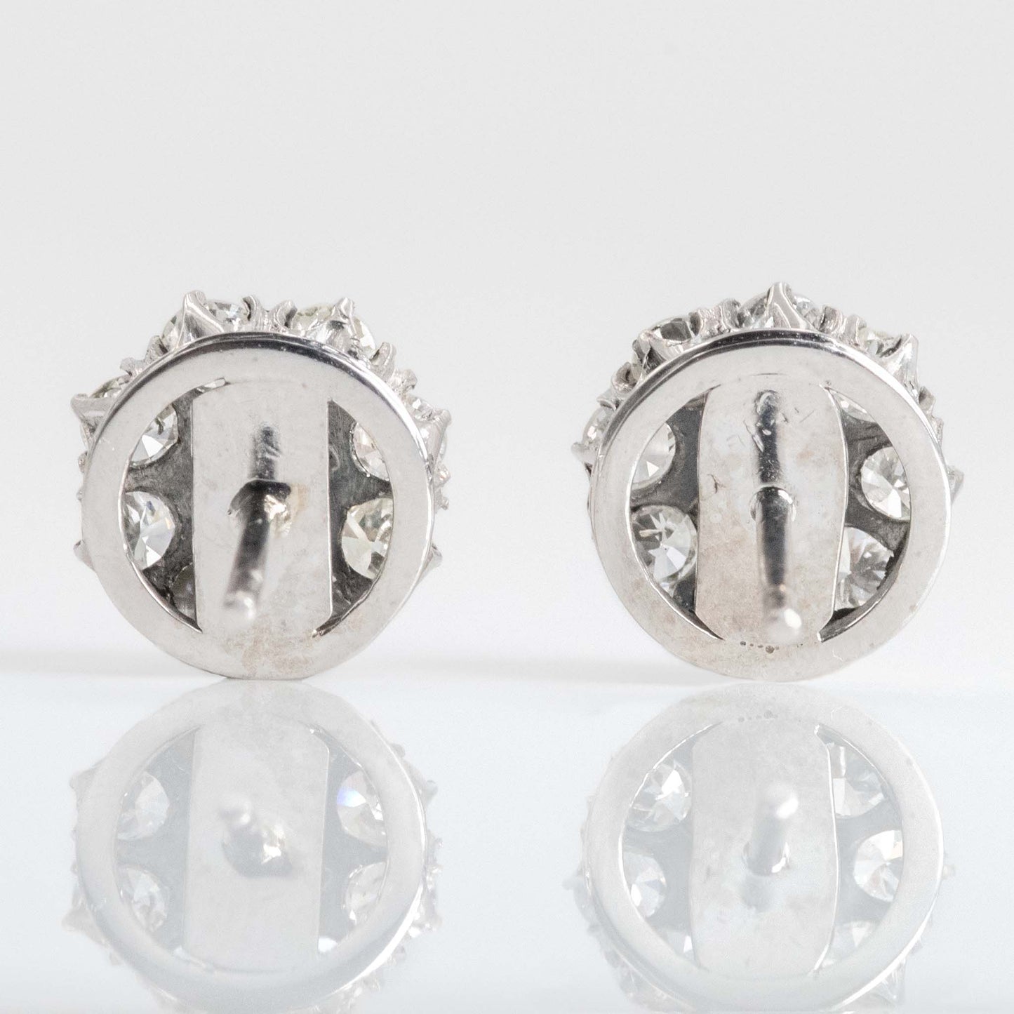 Vintage 14ct White Gold Diamond Cluster Earrings - Friar House