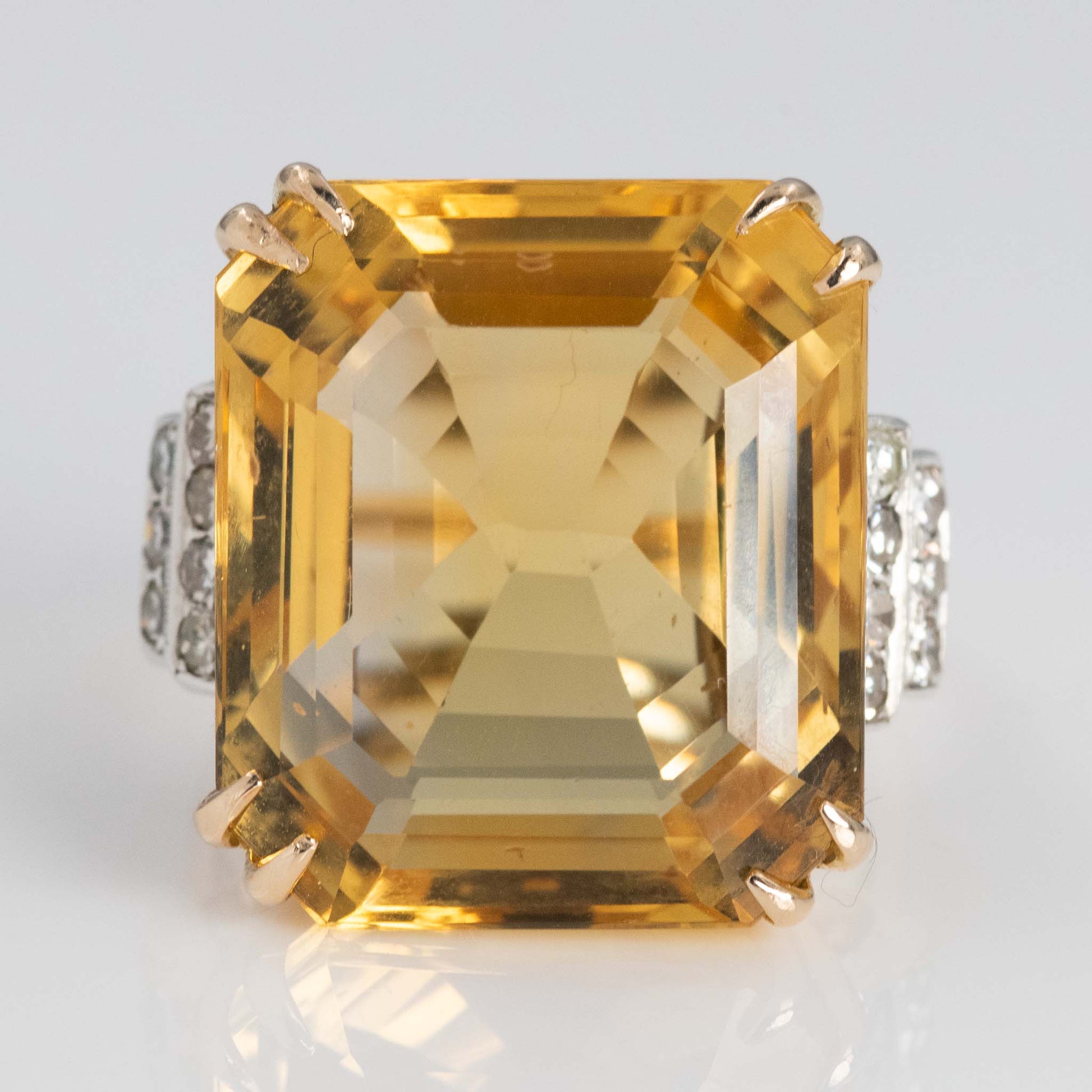 Vintage 14ct Yellow Gold 24 carat Citrine Cocktail Ring - Friar House