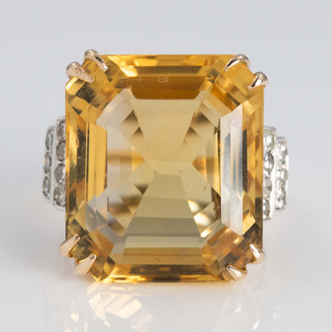 Vintage 14ct Yellow Gold 24 carat Citrine Cocktail Ring