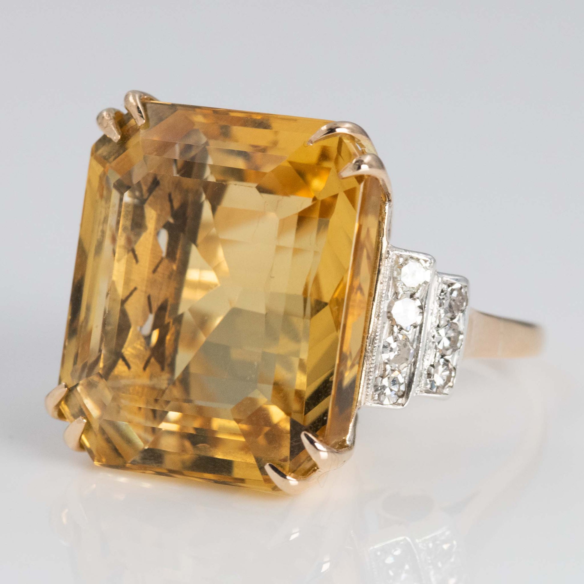 Vintage 14ct Yellow Gold 24 carat Citrine Cocktail Ring - Friar House