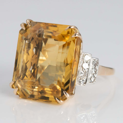 Vintage 14ct Yellow Gold 24 carat Citrine Cocktail Ring