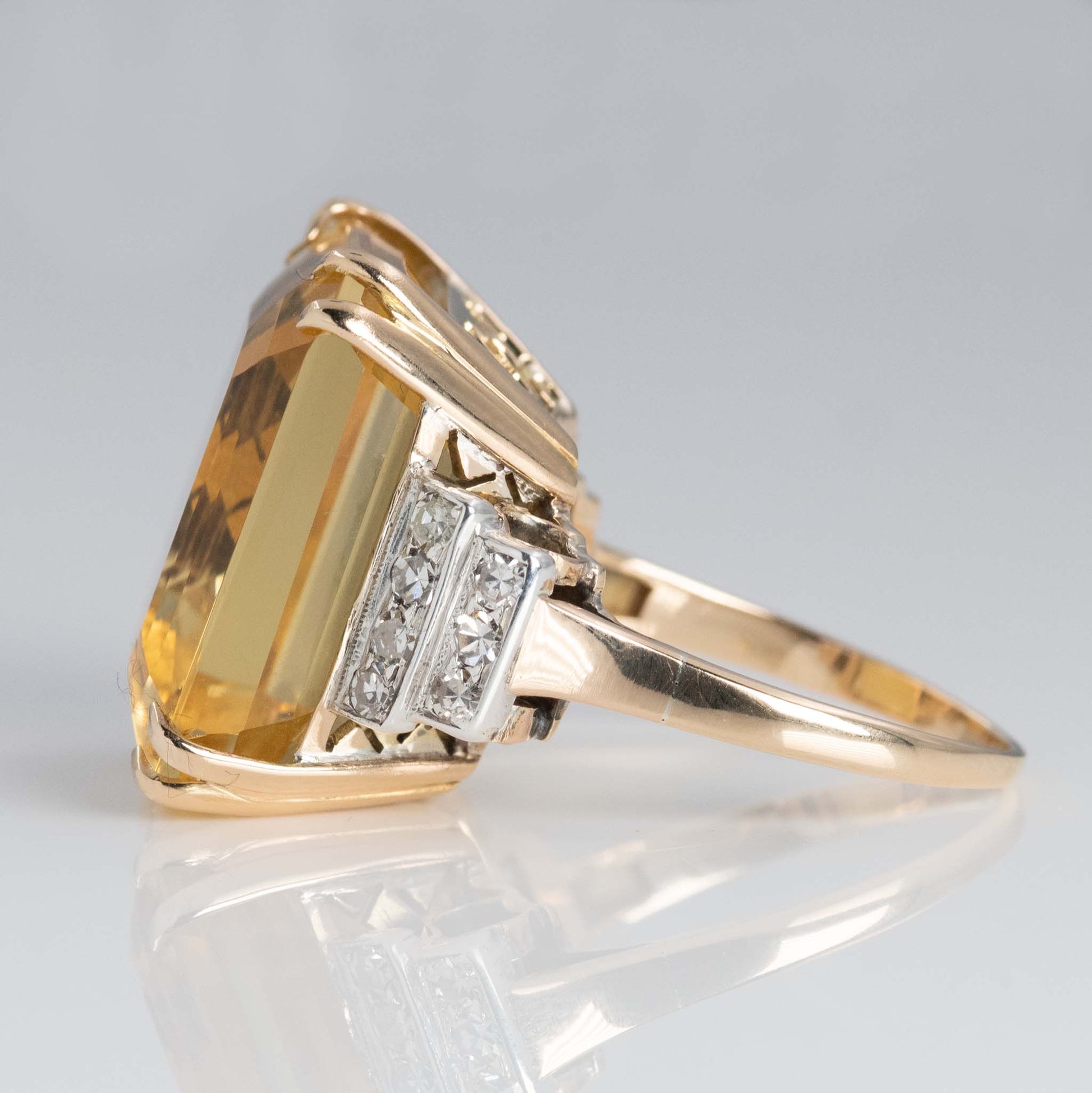 Vintage 14ct Yellow Gold 24 carat Citrine Cocktail Ring - Friar House