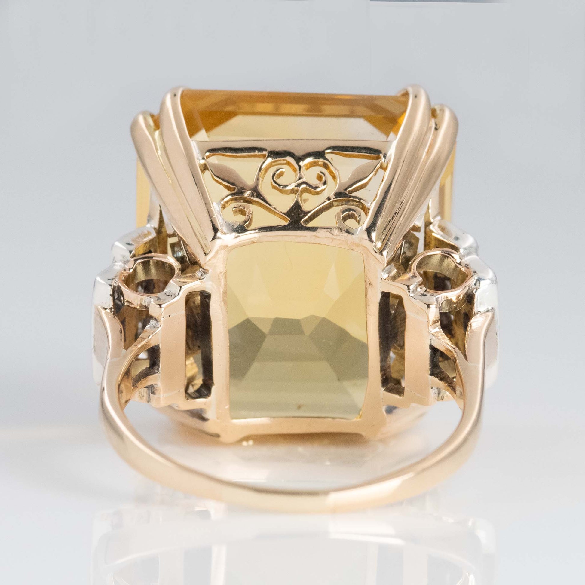 Vintage 14ct Yellow Gold 24 carat Citrine Cocktail Ring - Friar House