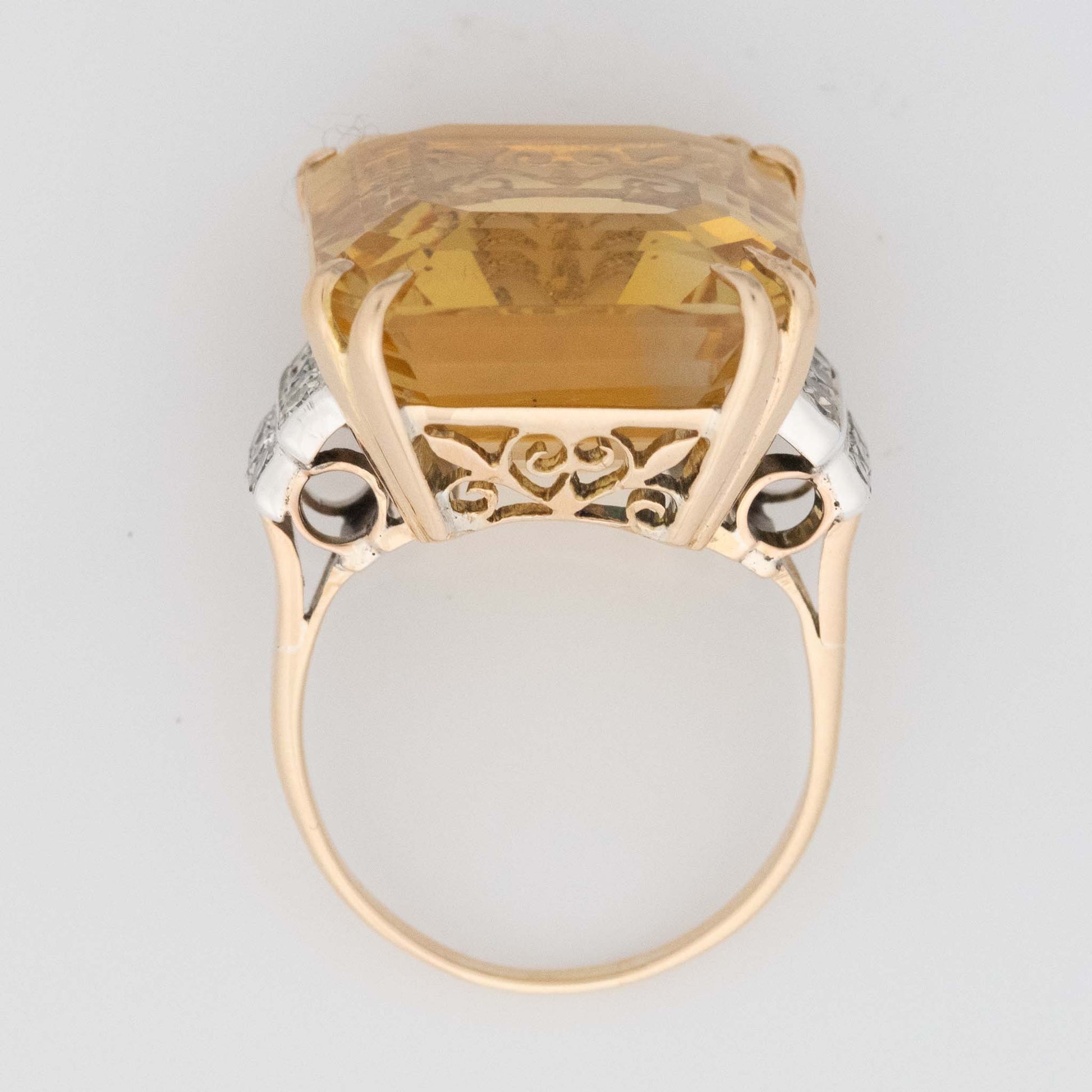 Vintage 14ct Yellow Gold 24 carat Citrine Cocktail Ring - Friar House