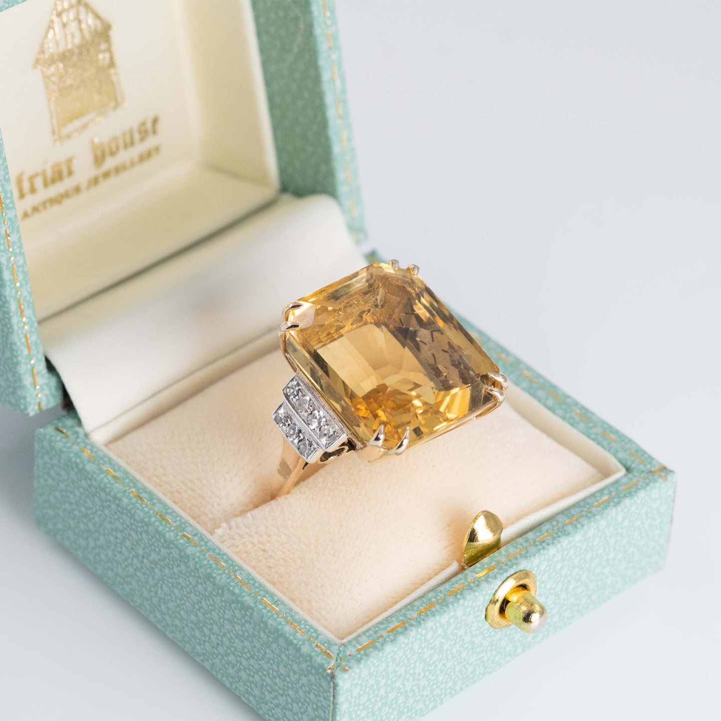 Vintage 14ct Yellow Gold 24 carat Citrine Cocktail Ring - Friar House