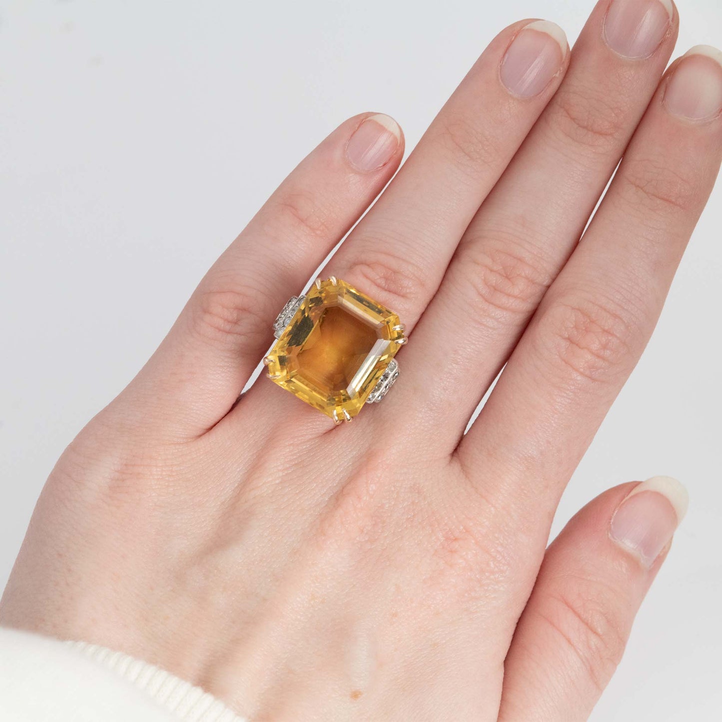 Vintage 14ct Yellow Gold 24 carat Citrine Cocktail Ring - Friar House