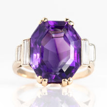 Vintage 14ct Yellow Gold Amethyst and Diamond Ring - Friar House