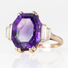 Vintage 14ct Yellow Gold Amethyst and Diamond Ring - Friar House