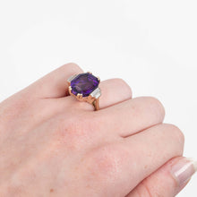 Vintage 14ct Yellow Gold Amethyst and Diamond Ring - Friar House