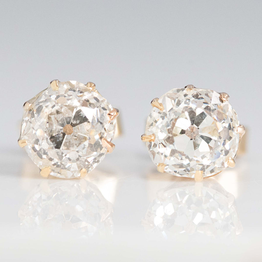 Vintage 14ct Yellow Gold Diamond Stud Earrings - Friar House