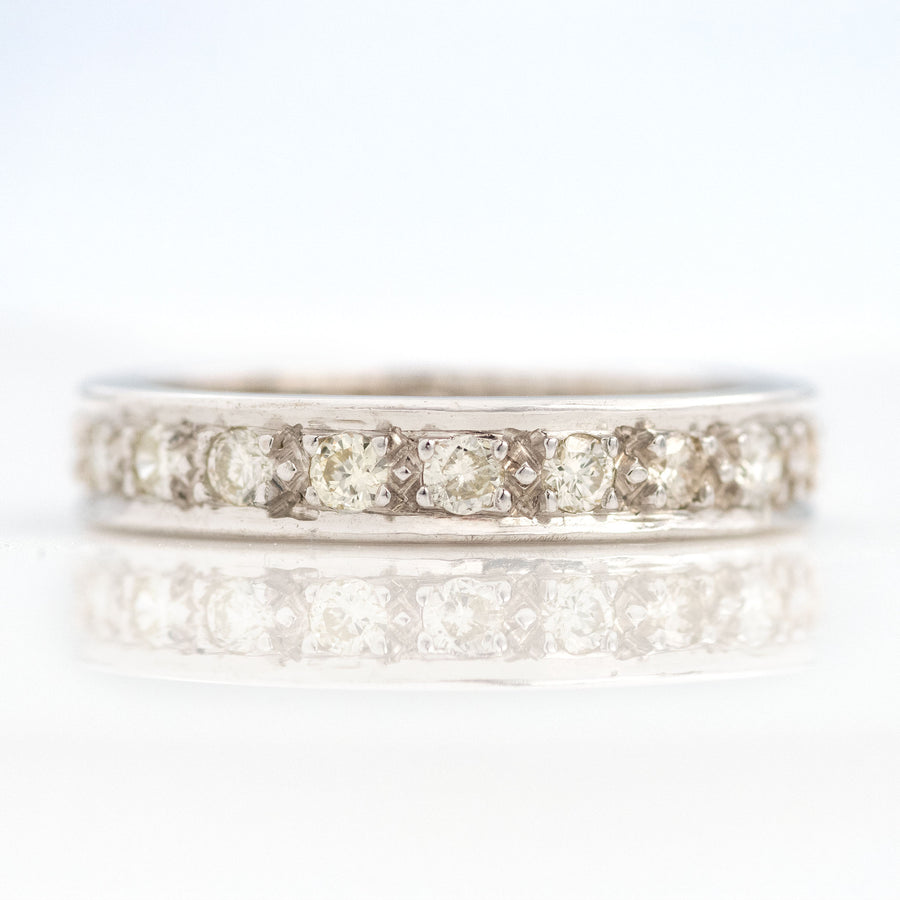 Vintage 18ct White Gold 1 Carat Diamond Eternity Ring Size P 1/2 - Friar House