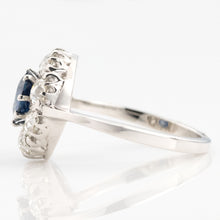 Vintage 18ct White Gold 1 carat Sapphire Diamond Cluster Ring - Friar House Antique Jewellery