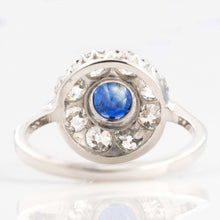 Vintage 18ct White Gold 1 carat Sapphire Diamond Cluster Ring - Friar House Antique Jewellery