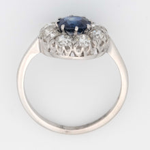 Vintage 18ct White Gold 1 carat Sapphire Diamond Cluster Ring - Friar House Antique Jewellery