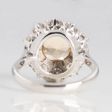 Vintage 18ct White Gold 2.50 carat Golden Topaz and Diamond Cluster Ring - Friar House Antique Jewellery