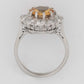 Vintage 18ct White Gold 2.50 carat Golden Topaz and Diamond Cluster Ring - Friar House Antique Jewellery
