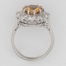 Vintage 18ct White Gold 2.50 carat Golden Topaz and Diamond Cluster Ring - Friar House Antique Jewellery