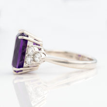 Vintage 18ct White Gold 5.5 carat Amethyst and Diamond Ring - Friar House