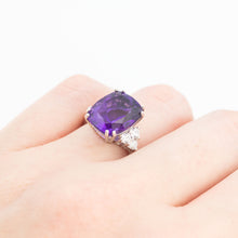 Vintage 18ct White Gold 5.5 carat Amethyst and Diamond Ring - Friar House