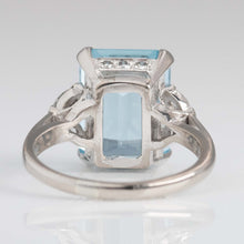 Vintage 18ct White Gold 7.5 carat Aquamarine and Diamond Ring - Friar House
