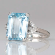 Vintage 18ct White Gold 7.5 carat Aquamarine and Diamond Ring - Friar House