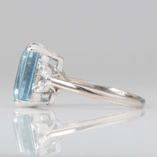 Vintage 18ct White Gold 7.5 carat Aquamarine and Diamond Ring - Friar House