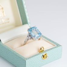 Vintage 18ct White Gold 7.5 carat Aquamarine and Diamond Ring - Friar House