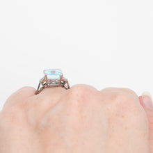 Vintage 18ct White Gold 7.5 carat Aquamarine and Diamond Ring - Friar House