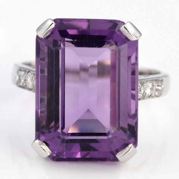 Vintage 18ct White Gold Amethyst Cocktail Ring _ Friar House