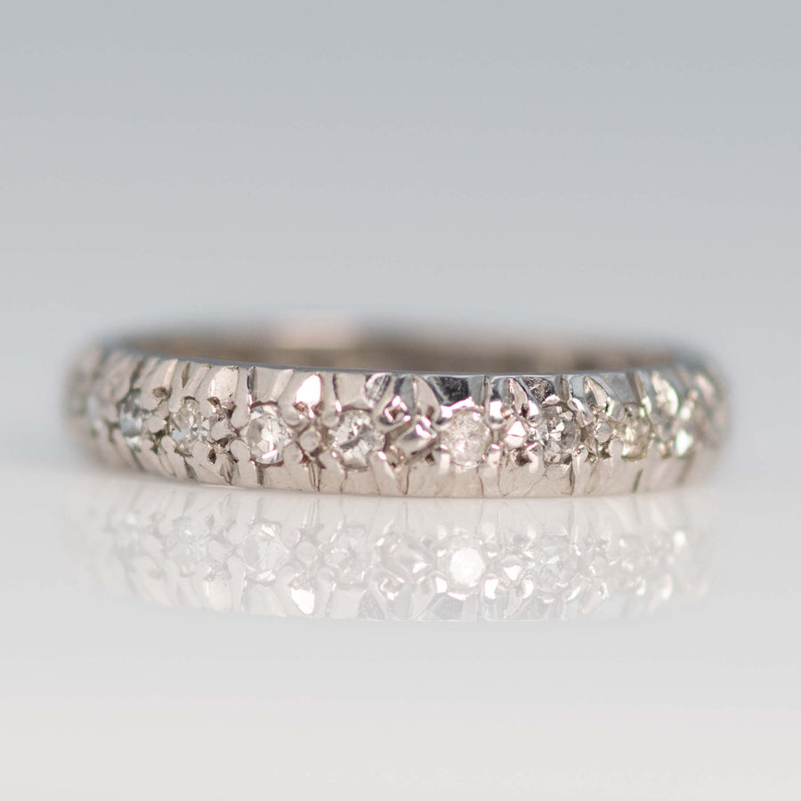Vintage 18ct White Gold Diamond Eternity Ring Size J 1/2 - Friar House