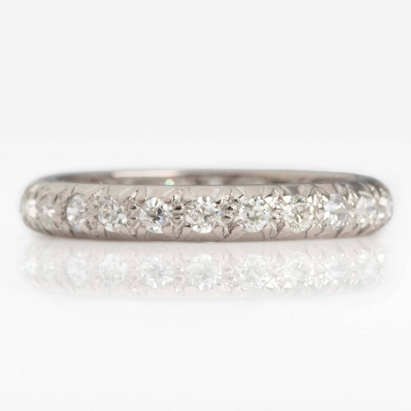 Vintage 18ct White Gold Diamond Eternity Ring, Size O - Friar House