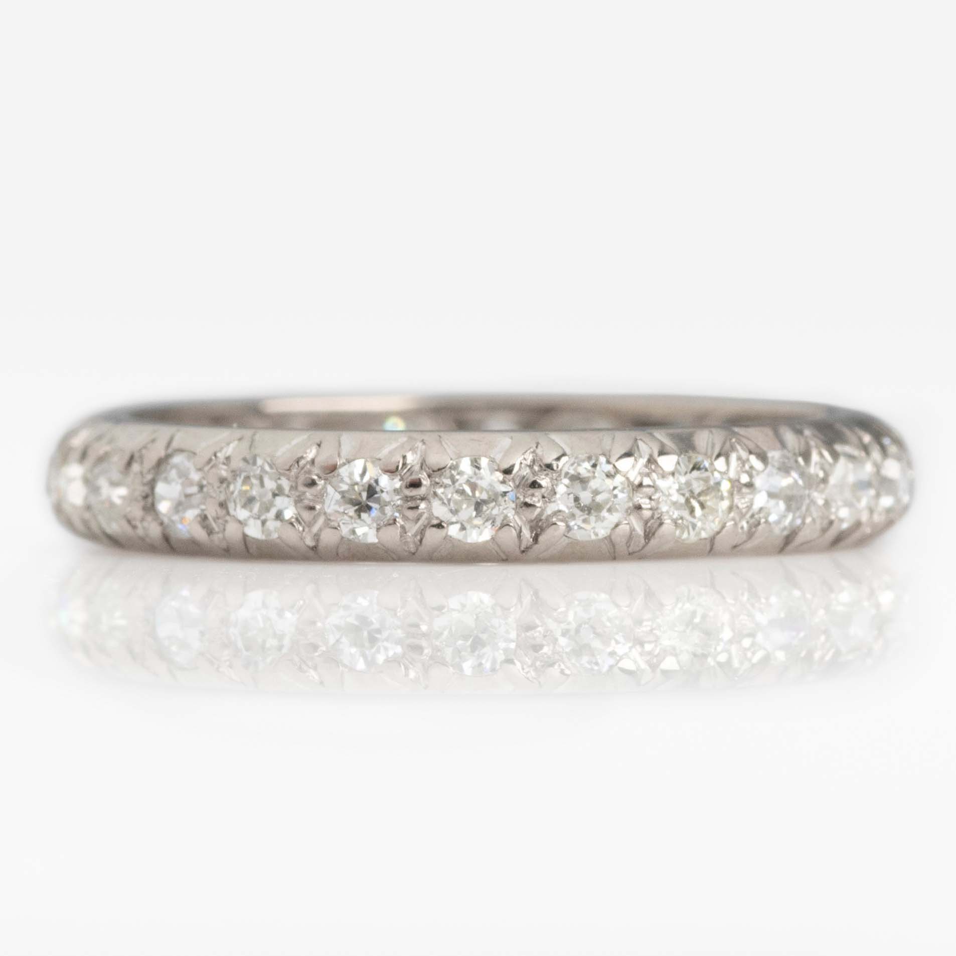 Vintage 18ct White Gold Diamond Eternity Ring, Size O - Friar House