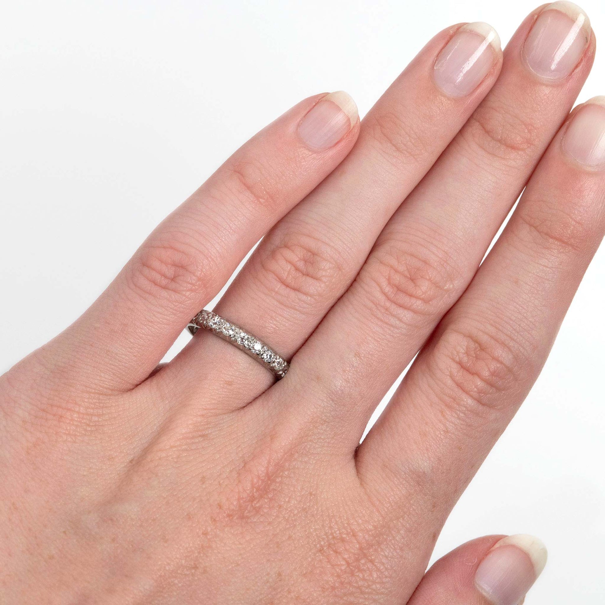 Vintage 18ct White Gold Diamond Eternity Ring, Size O - Frar House