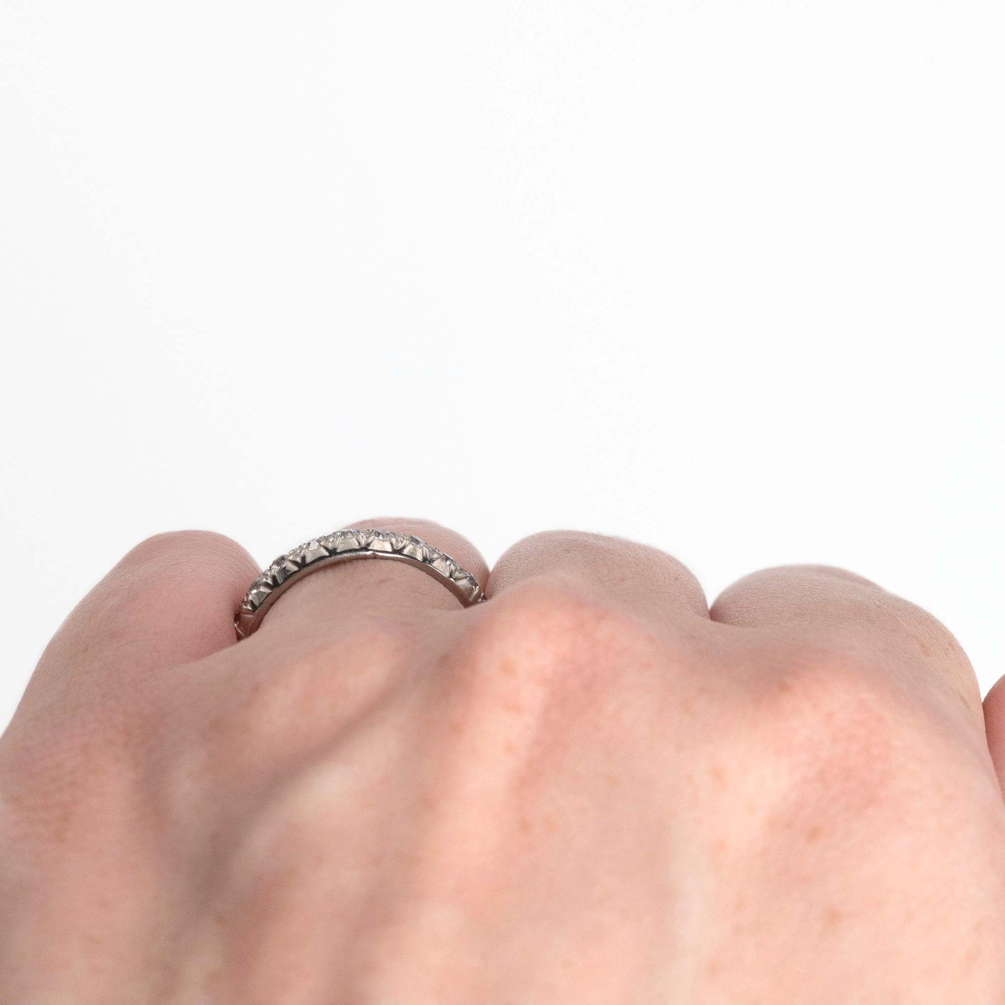 Vintage 18ct White Gold Diamond Eternity Ring, Size O - Friar House