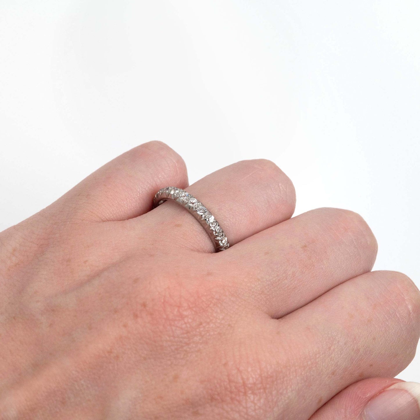 Vintage 18ct White Gold Diamond Eternity Ring, Size O - Friar House