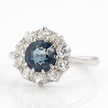 Vintage 18ct White Gold Sapphire And Diamond Cluster Ring - Friar House