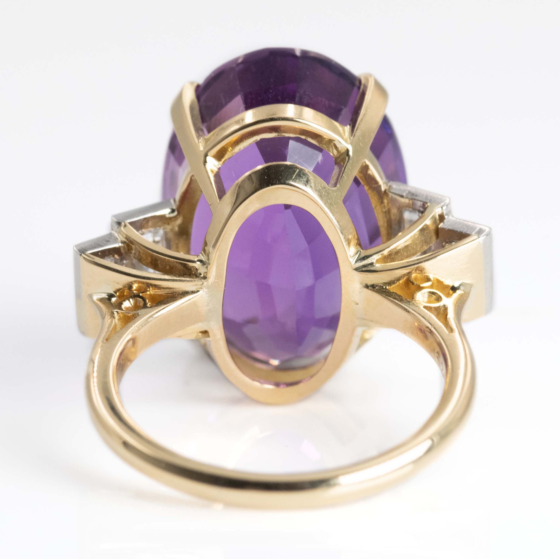 Vintage 18ct Yellow Gold 12 Carat Amethyst and Diamond Cocktail Ring - Friar House