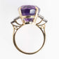 Vintage 18ct Yellow Gold 12 Carat Amethyst and Diamond Cocktail Ring - Friar House