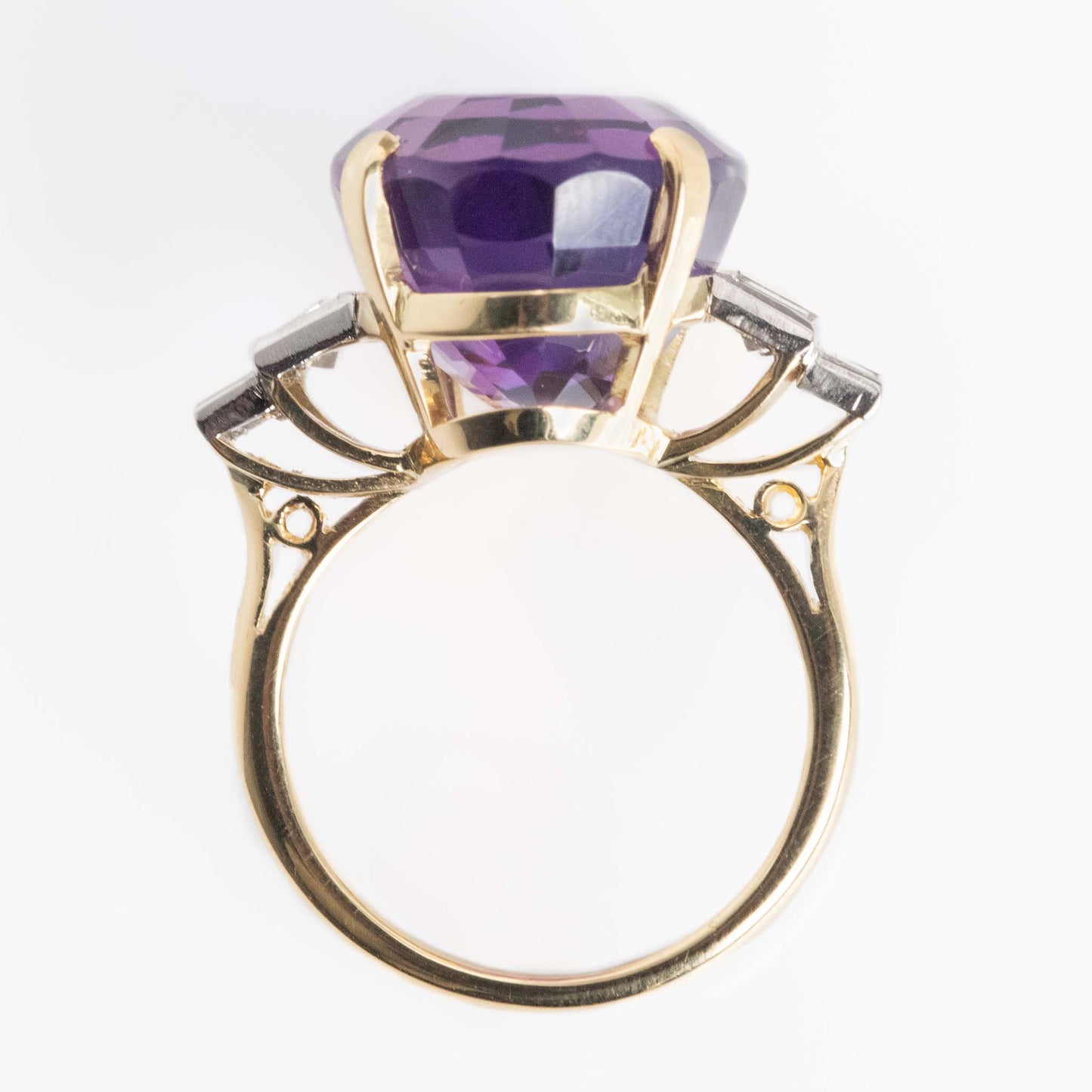 Vintage 18ct Yellow Gold 12 Carat Amethyst and Diamond Cocktail Ring - Friar House
