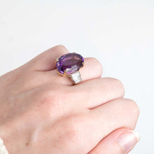 Vintage 18ct Yellow Gold 12 Carat Amethyst and Diamond Cocktail Ring - Friar House