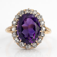 Vintage 18ct Yellow Gold 7 Carat Amethyst and Diamond Ring - Friar House
