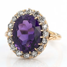 Vintage 18ct Yellow Gold 7 Carat Amethyst and Diamond Ring - Friar House
