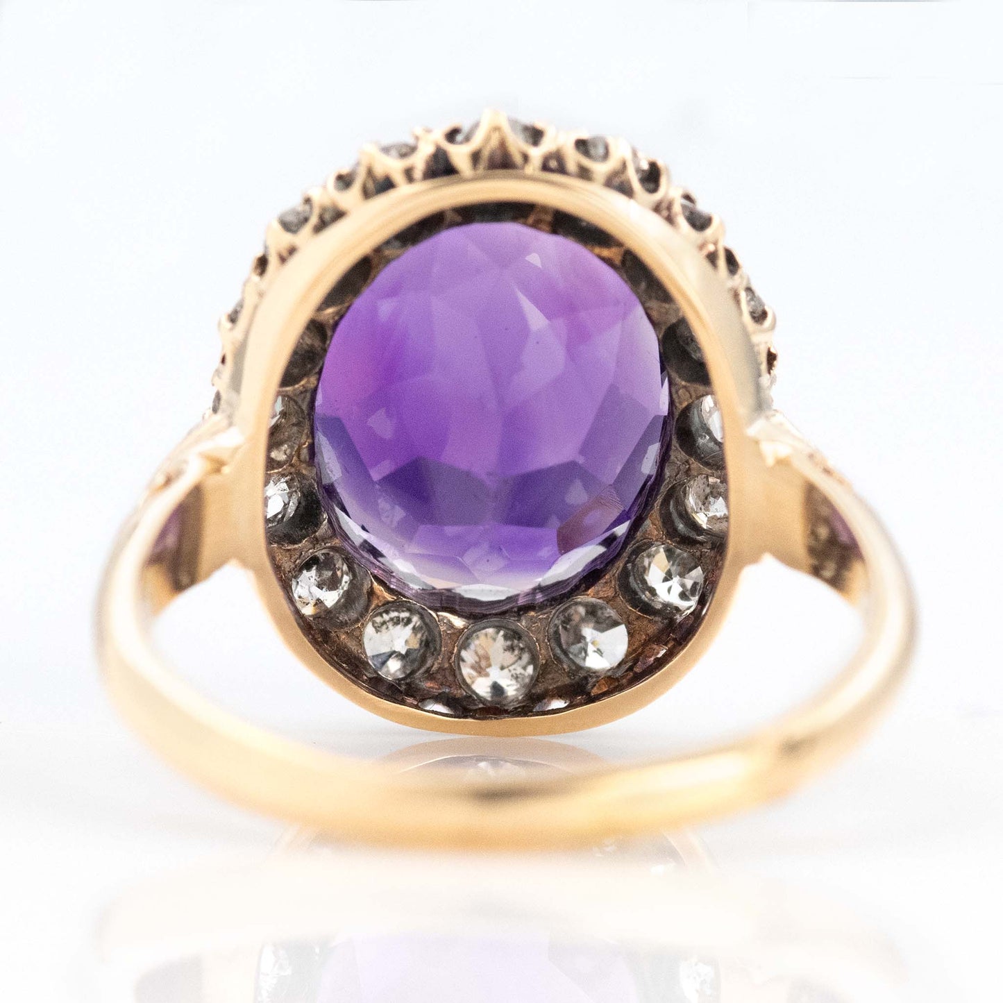Vintage 18ct Yellow Gold 7 Carat Amethyst and Diamond Ring - Friar House