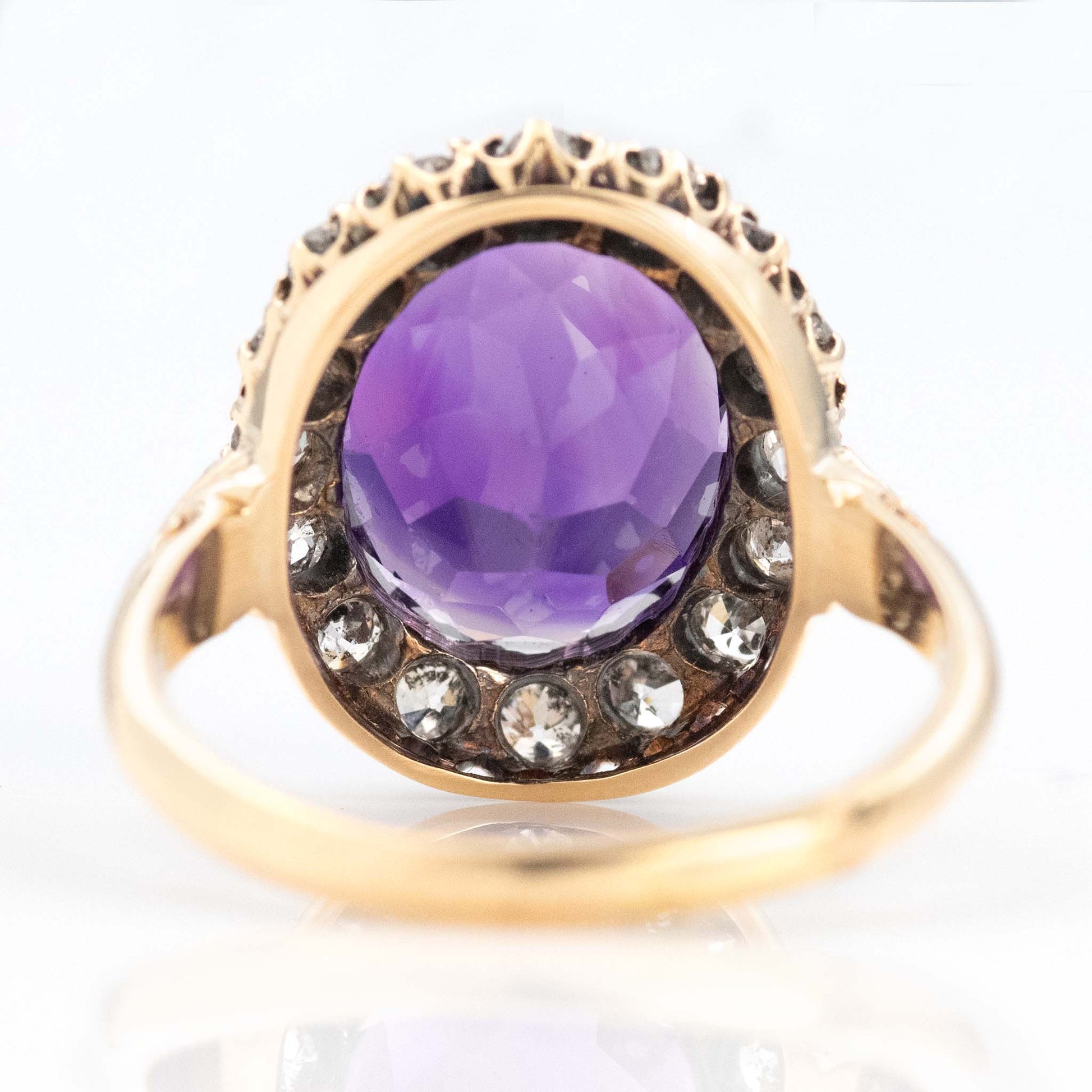 Vintage 18ct Yellow Gold 7 Carat Amethyst and Diamond Ring - Friar House
