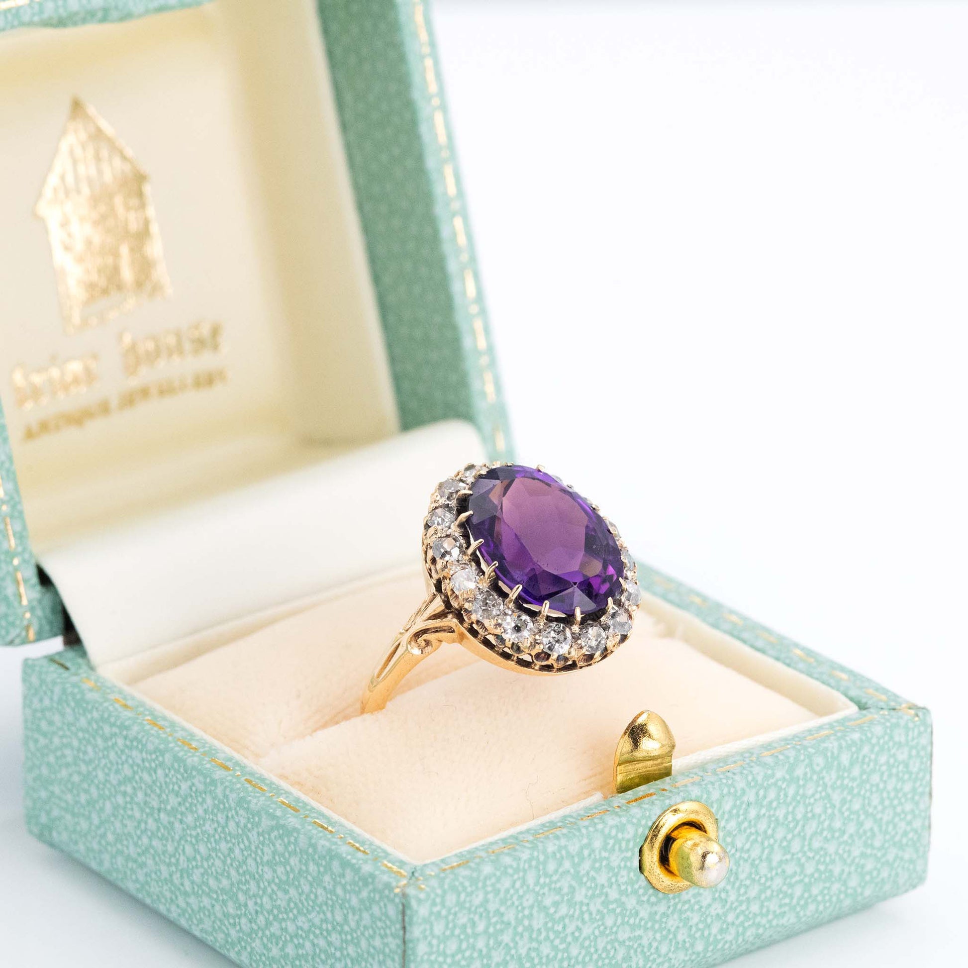 Vintage 18ct Yellow Gold 7 Carat Amethyst and Diamond Ring - Friar House