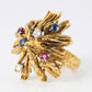 Vintage 18ct Yellow Gold 'Alan Martin Gard' Diamond, Ruby and Sapphire Ring - Friar House