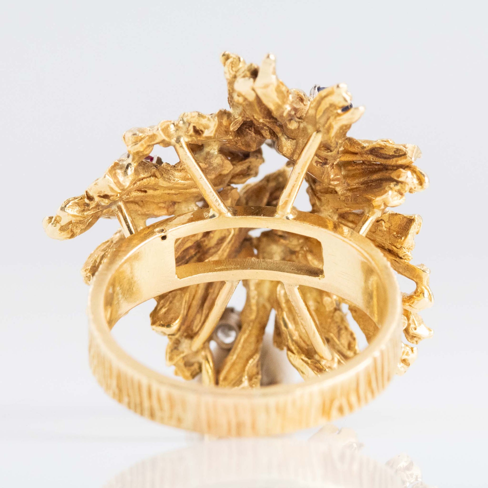 Vintage 18ct Yellow Gold 'Alan Martin Gard' Diamond, Ruby and Sapphire Ring - Friar House