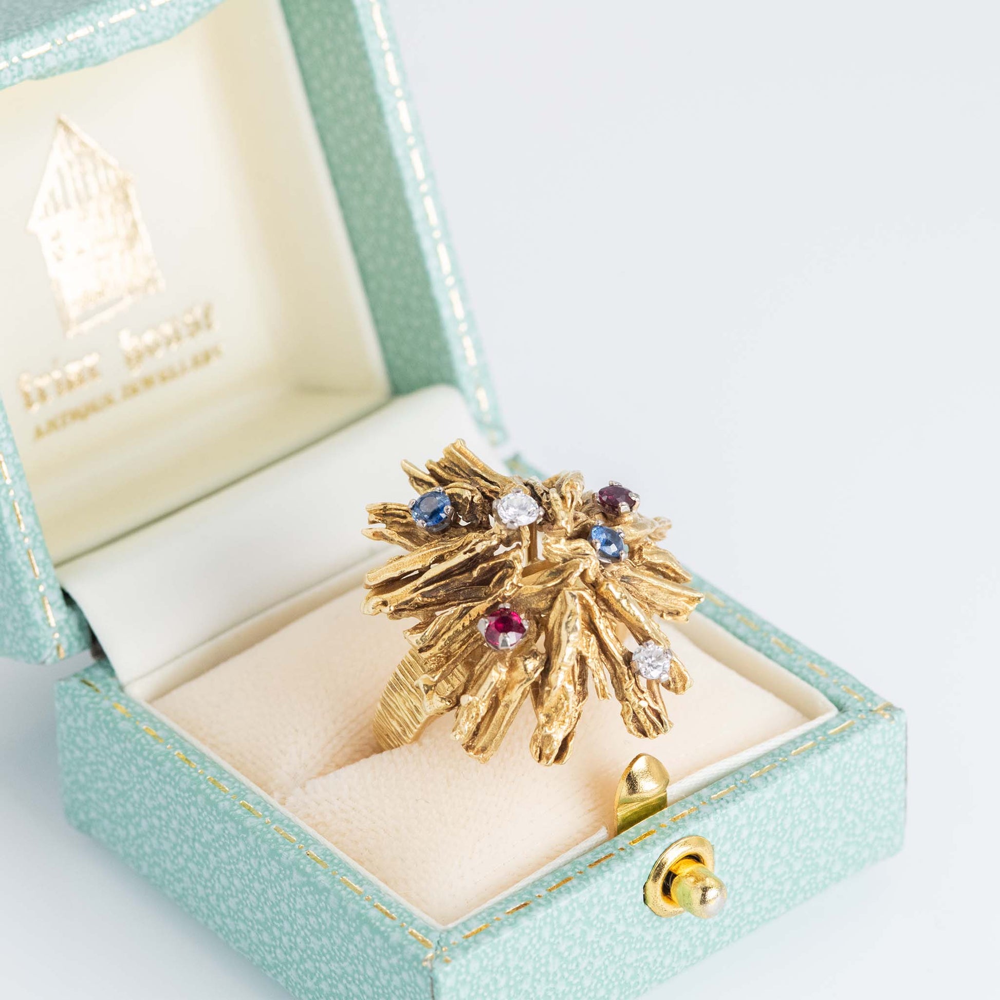 Vintage 18ct Yellow Gold 'Alan Martin Gard' Diamond, Ruby and Sapphire Ring - Friar House