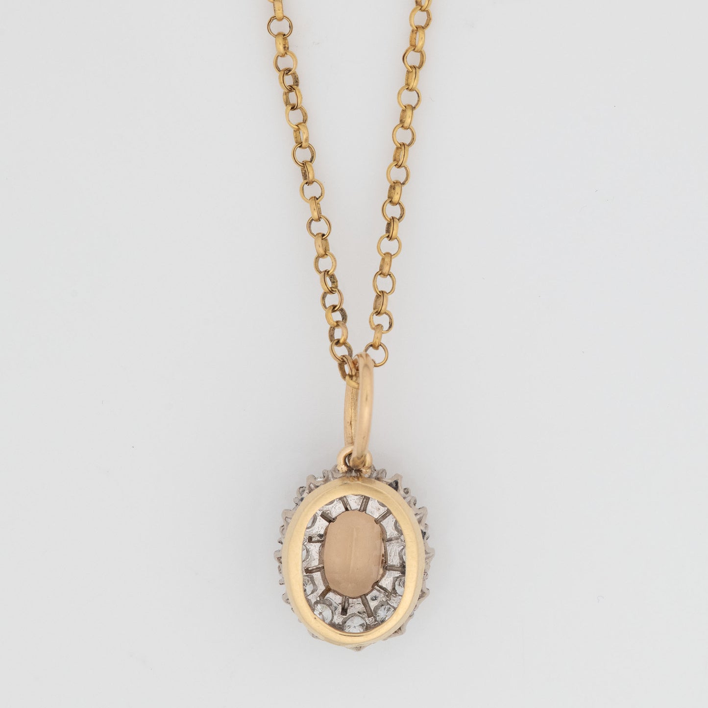 Vintage 18ct Yellow Gold Golden Topaz and Diamond Cluster Pendant - Friar House