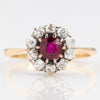 Vintage 18ct Yellow Gold Ruby and Diamond Cluster Ring